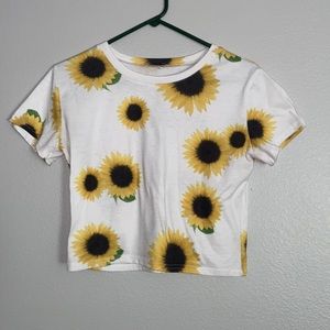 Sunflower print crop top